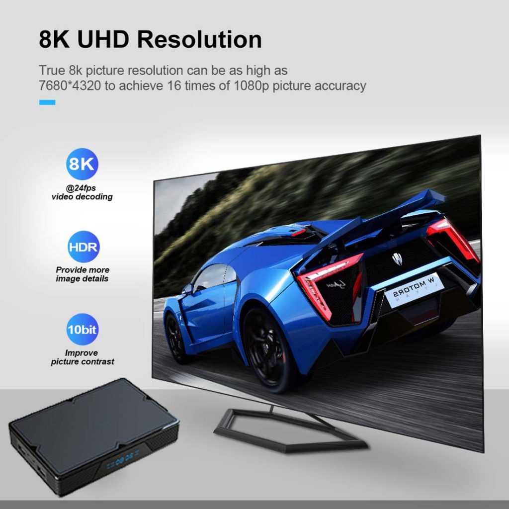 Android 9.0 8K Video Decode 2.4G+5.8G WiFi HDMI in TV Box